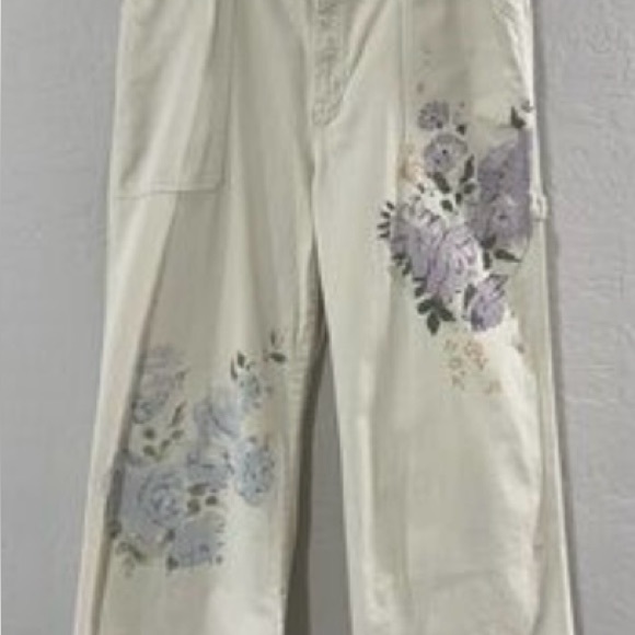 Lauren Ralph Lauren Cream Floral Wide Leg Pants - Picture 9 of 11